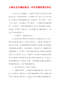 乡镇长党风廉政建设一岗双责履职情况报告