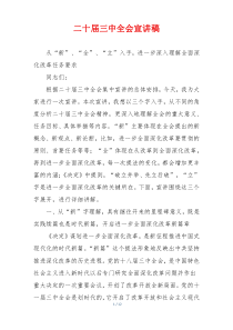 二十届三中全会宣讲稿