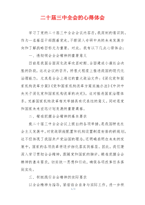 二十届三中全会的心得体会