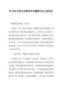 在2025年改文风转作风专题研讨会上的发言(材料)