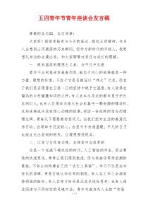 五四青年节青年座谈会发言稿