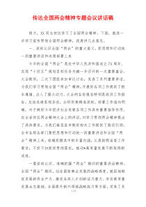 传达全国两会精神专题会议讲话稿