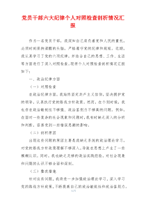 党员干部六大纪律个人对照检查剖析情况汇报