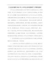 X生态环境局20XX年上半年生态环境保护工作情况报告