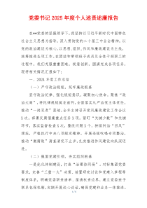 党委书记2025年度个人述责述廉报告