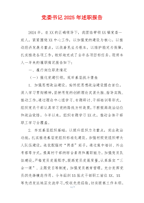 党委书记2025年述职报告