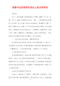 党委书记在组织生活会上的点评讲话