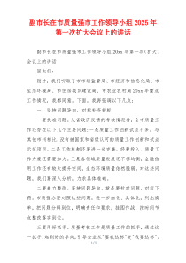 副市长在市质量强市工作领导小组2025年第一次扩大会议上的讲话