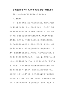 乡镇党委书记20XX年上半年抓基层党建工作情况报告