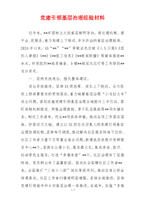党建引领基层治理经验材料