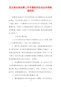 党支部巡视巡察工作专题组织生活会对照检查材料