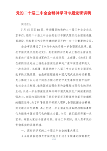 党的二十届三中全会精神学习专题党课讲稿