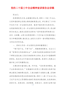 党的二十届三中全会精神宣讲报告会讲稿