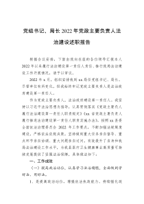 党组书记局长20XX年党政主要负责人法治建设述职报告