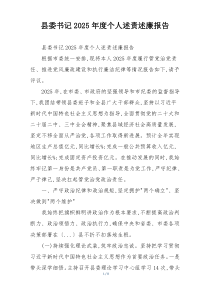 县委书记2025年度个人述责述廉报告