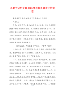 县委书记在全县2025年工作务虚会上的讲话