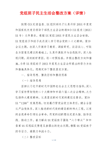 党组班子民主生活会整改方案（详情）