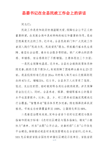 县委书记在全县民政工作会上的讲话