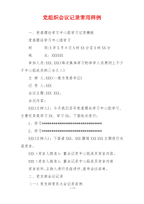 党组织会议记录常用样例