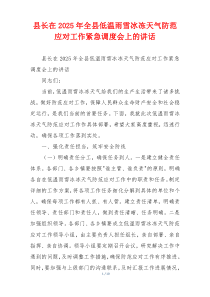 县长在2025年全县低温雨雪冰冻天气防范应对工作紧急调度会上的讲话