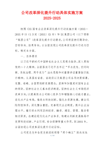 公司改革深化提升行动具体实施方案2025-2025