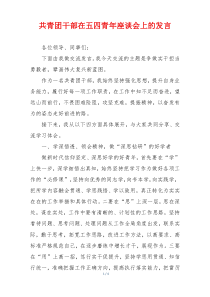 共青团干部在五四青年座谈会上的发言