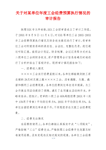 关于对某单位年度工会经费预算执行情况的审计报告