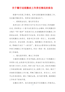关于履行巡视整改工作责任情况的报告