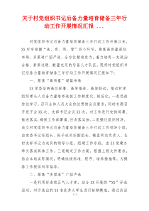 关于村党组织书记后备力量培育储备三年行动工作开展情况汇报 ...