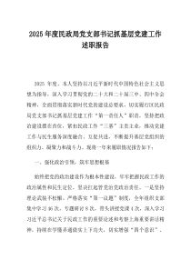 2025年度民政局党支部书记抓基层党建工作述职报告(优选)