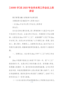 [16000字]在2025年全市水利工作会议上的讲话