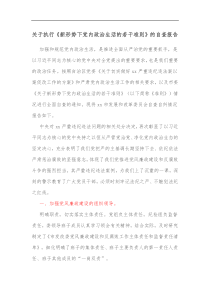 关于执行新形势下党内政治生活的若干准则的自查报告