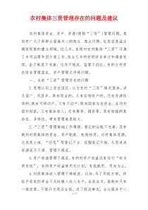 农村集体三资管理存在的问题及建议