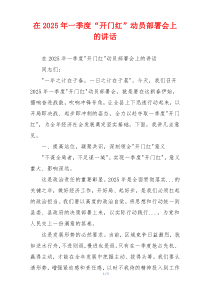 在2025年一季度“开门红”动员部署会上的讲话