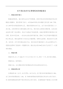 关于某区洗车行业管理现状的调查报告