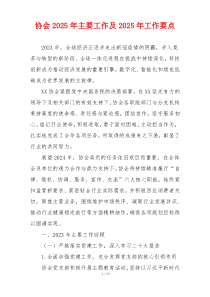 协会2025年主要工作及2025年工作要点