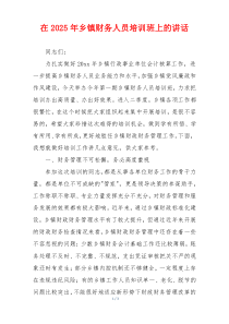 在2025年乡镇财务人员培训班上的讲话