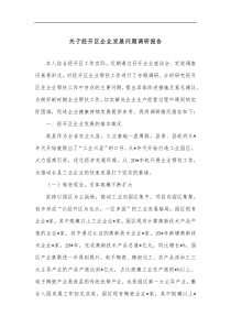 关于经开区企业发展问题调研报告