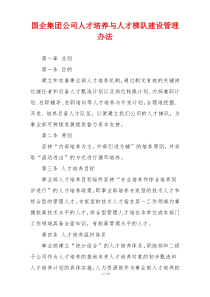 国企集团公司人才培养与人才梯队建设管理办法