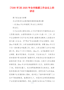 [7200字]在2025年全市能源工作会议上的讲话