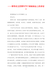 ——领导在五四青年节干部座谈会上的讲话2