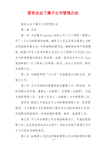 国有企业下属子公司管理办法