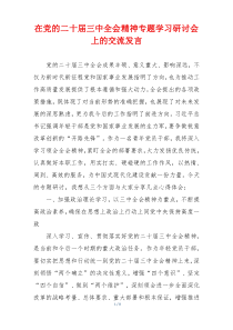 在党的二十届三中全会精神专题学习研讨会上的交流发言