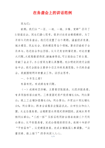 在务虚会上的讲话范例