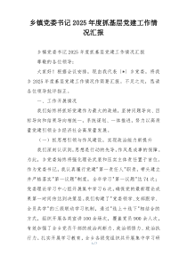 乡镇党委书记2025年度抓基层党建工作情况汇报