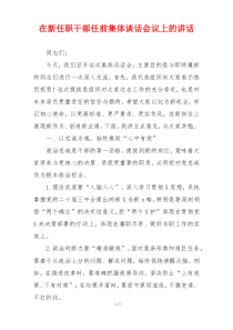 在新任职干部任前集体谈话会议上的讲话