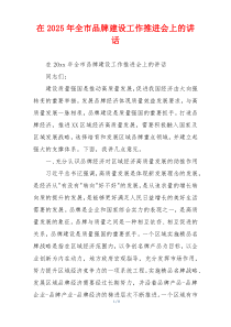在2025年全市品牌建设工作推进会上的讲话