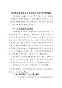 (整理)X区档案馆党组关于巡察整改进展情况的报告