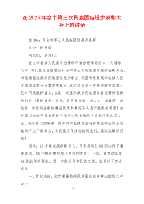 在2025年全市第三次民族团结进步表彰大会上的讲话