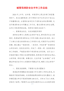 城管局消防安全半年工作总结